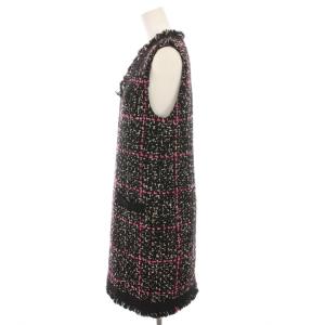 Diagram GRACE CONTINENTAL ツイードワンピース ミニ ノースリーブ F 黒 ブラック ピンク /YM