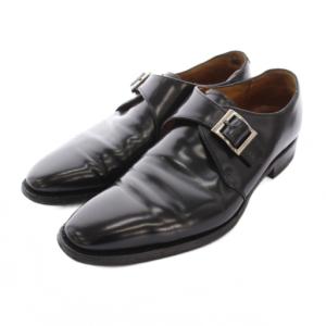 ビジネスシューズ モンクストラップ レザー 25cm 黒 ブラック /YM