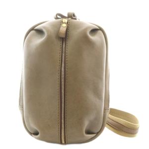 立体ポケットボディバッグ ショルダーバッグ レザー グレー /AN5