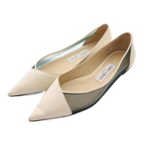SAIA FLAT フラットシューズ パンプス レザー ポインテッドトゥ メッシュ 37 アイボリー 白