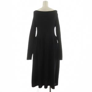 IENA 23AW リブフォルムニットワンピース ロング丈 長袖 36 黒 ブラック 23040900336040