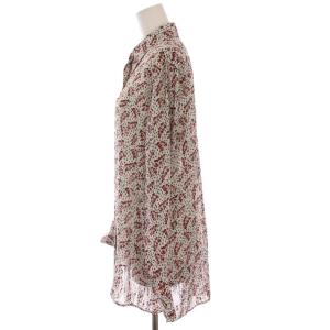 IENA セットアップ 上下 デザインドットシャツ ブラウス 長袖 フレアスカート ロング 花柄 34 白 赤 21051900269040