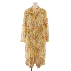 セットアップ 2点セット ワンピース ひざ丈 半袖 ロングシャツ 長袖 総柄 13+ オレンジ /BM