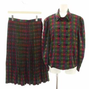 オリジナル ORIGINAL セットアップ 上下 ダブルジャケット スカート ロング プリーツ 総柄 ヴィンテージ