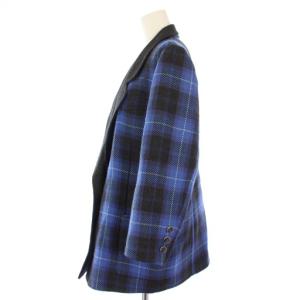 Leilian ドーメル DORMEUIL ヴィンテージ テーラードジャケット ダブル チェック柄 11 青 PL-135A