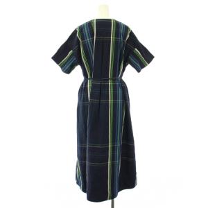 BEAMS BOY 23SS ビッグタータンワンピース シャツ ミモレ ロング 半袖 クルーネック チェック柄 ベルト F