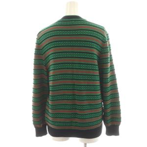 YVES SAINT LAURENT カーディガン ボーダー リブ ウール M 緑 グリーン 黒 ブラック 赤 レッド SU66-848 /AN11