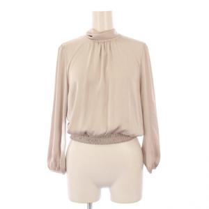 シャツ ブラウス プルオーバー 長袖 バックリボン サテン 36 ピンクグレー /BB