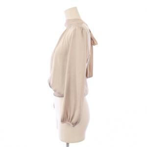 ANAYI シャツ ブラウス プルオーバー 長袖 バックリボン サテン 36 ピンクグレー /BB