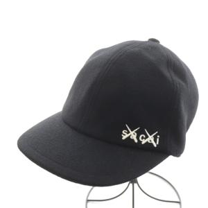 × カウズ KAWS MELTON CAP メルトン キャップ 帽子 ロゴ 刺繍 ウール 3 黒 ブラック