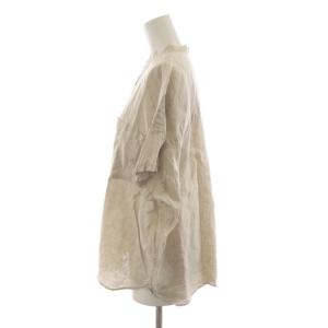 BEAMS BOY セットアップ リネンソリッドスタンドカラーショートスリーブシャツ 半袖 イージーパンツ 麻 ベージュ 13-01-0471-803