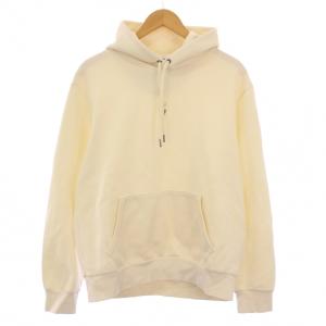 プルオーバーパーカー 長袖 ストレッチ ロゴ 刺繍 ワンポイント L 白 ホワイト /BB