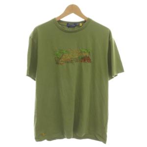 CLASSIC FIT Tシャツ カットソー 半袖 L カーキ 刺繍 ロゴ /YM