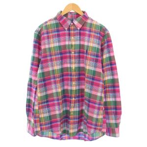 ボタンダウンシャツ カジュアル 長袖 レギュラーカラー チェック柄 L マルチカラー /BB