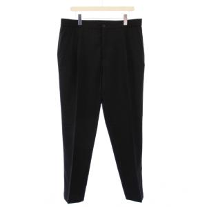 テーパードパンツ スラックス タック ジップフライ ストレッチ ウール 54 黒 ブラック タグ付き /BB