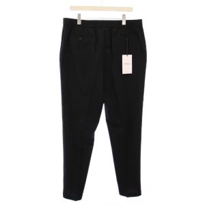 Salvatore Ferragamo テーパードパンツ スラックス タック ジップフライ ストレッチ ウール 54 黒 ブラック タグ付き /BB