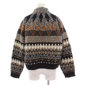 STELLA McCARTNEY セーター ニット 総柄 厚手 長袖 ウール 40 グレー ネイビー ベージュ ブラウン /YM