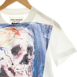 JUNYA WATANABE DENIM AD2020 Tシャツ カットソー 半袖 スカルプリント M 白 ホワイト XF-T002