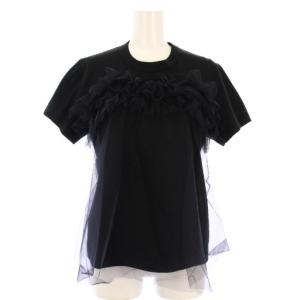 AD2024 Tシャツ カットソー 半袖 レース フリル S 黒 3N-T018 /TK