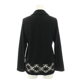 Tao AD2012 カーディガン ラウンドカラー 長袖 レース切替 花柄 シアー S 黒 ブラック TJ-T070