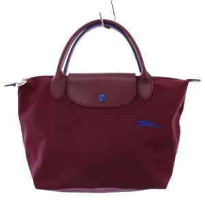ルプリアージュ ハンドバッグ 刺繍ロゴ ナイロン 紫 /BM
