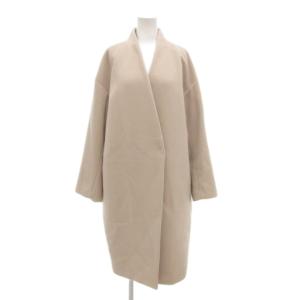 ノーカラーコート ロング丈 ベージュ /AE