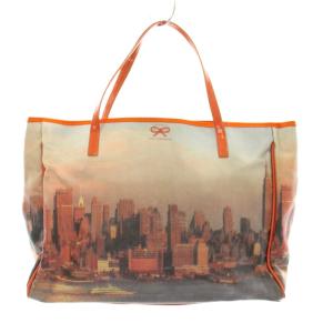 ANYA HINDMARCH トートバッグ ハンドバッグ 総柄 プリント オレンジ マルチカラー /KU