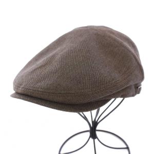 ハンチング帽 帽子 麻 リネン混 ワンカラー M 茶 ブラウン TAM02510 /BB