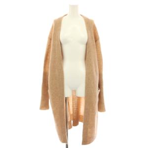 ラヤモヘア RAYA MOHAIR ニットロングカーディガン トッパー 長袖 モヘア混 XS ピンクベージュ