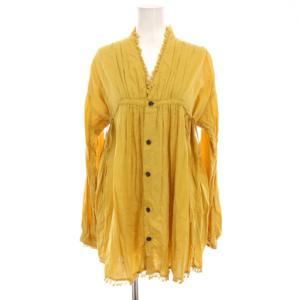 ドビーOX フリンジクロッキーシャツ ブラウス 長袖 0 XS 黄色 イエロー /YM