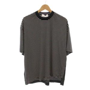 22SS ボーダーコンビネーションTシャツ カットソー ストライプ 半袖 2 黒 ブラック 白 ホワイト