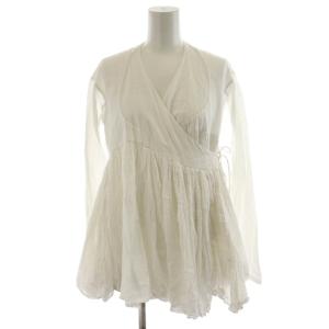 シャツ ブラウス 長袖 ギャザー 1 白 ホワイト /AN27