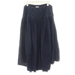 ワイドパンツ スリット コットン XS インディゴ /AN26