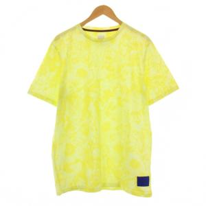 Tシャツ 半袖 クルーネック 総柄 ストレッチ ロゴ M 黄色 イエロー /BB