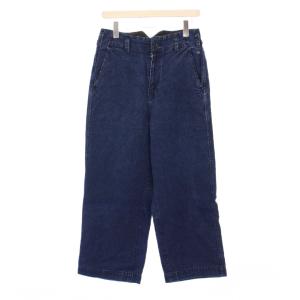 麻世妙ダックパンツ デニム ジーンズ ワイド ジップフライ 麻 リネン F インディゴ 8026023