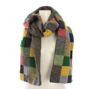 45R ニットジャガードのパッチワークマフラー