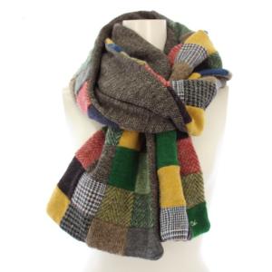 45R ニットジャガードのパッチワークマフラー