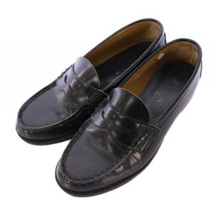 ローファー ラウンドトゥ ローヒール レザー ワンカラー 25.5cm 黒 ブラック /BB