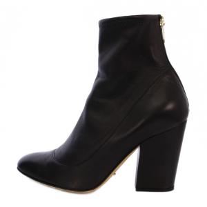 ショートブーツ チャンキーヒール レザー 37 ブラック /BM