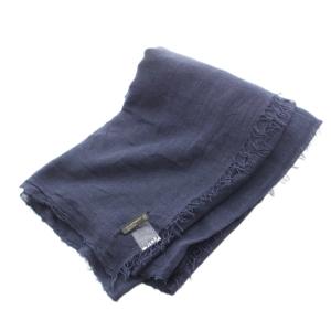 Faliero Sarti ストール マフラー フリンジ 絹 シルク混 紺 ネイビー /YT