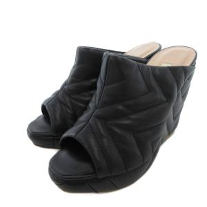 ミュール ウエッジソール キルティング S 黒 /UO