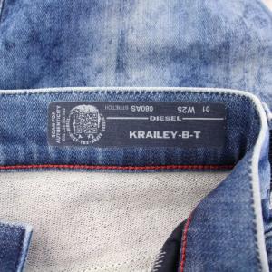 DIESEL KRAILEY・B・T デニムパンツ ジーンズ ジップフライ ウォッシュ加工 ダメージ加工 W25 水色