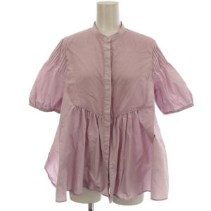 パフスリーブ シャツ ブラウス 半袖 F 紫 パープル 1516-162-1539 /G
