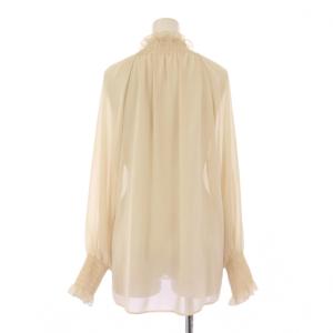 ANAYI シャツ ブラウス プルオーバー ハイネック 長袖 シアー シースルー 無地 ワンカラー 38 ベージュ