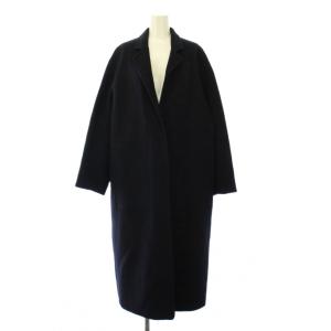 カシミヤリバーコート チェスターコート アウター ロング丈 無地 ワンカラー F 紺 ネイビー WGZ1012308A0001