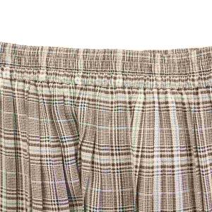 SHIPS プリーツスカート フレア イージー マキシ ロング ウエストゴム チェック柄 F 茶 ブラウン /BB