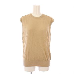 23SS リネンノースリーブプルオーバー ニット クルーネック 薄手 無地 F ベージュ 23080900112010