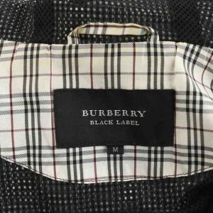 BURBERRY BLACK LABEL ベスト ジップアップ チェック柄 フード ロゴ 刺繍 M 黒 ブラック 白 ホワイト BMP26-226-05