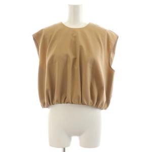 25SS エステルツイルショートレングスブラウス シャツ ノースリーブ 茶 ブラウン 25051240508020