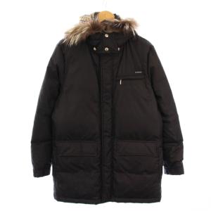 ダウンジャケット アウター ミドル丈 フード フォックスファー M 黒 ブラック /BB